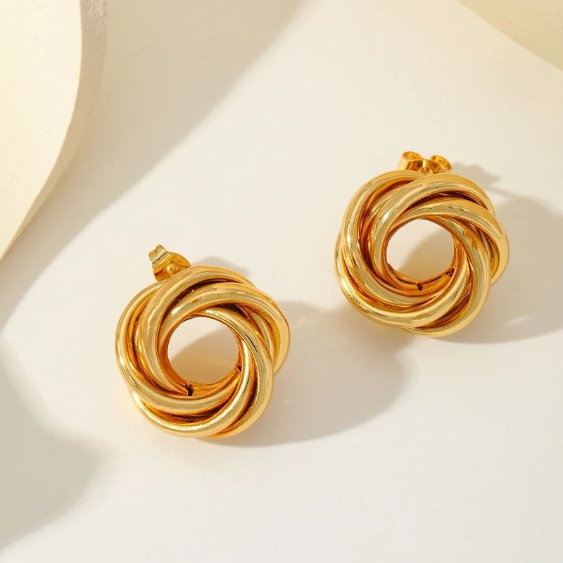 Dainty Knotted Studded Earrings