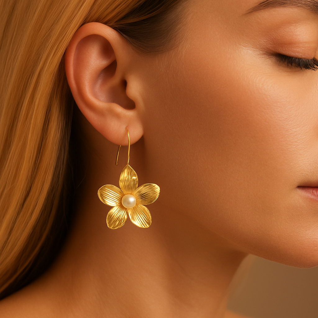 Flower Dotted Pearl Earrings