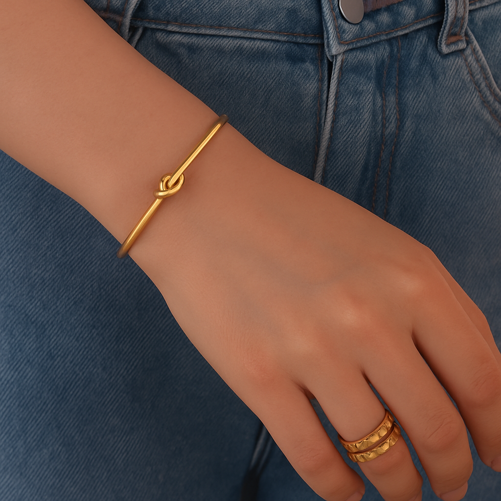 Knotted Gold Bangle