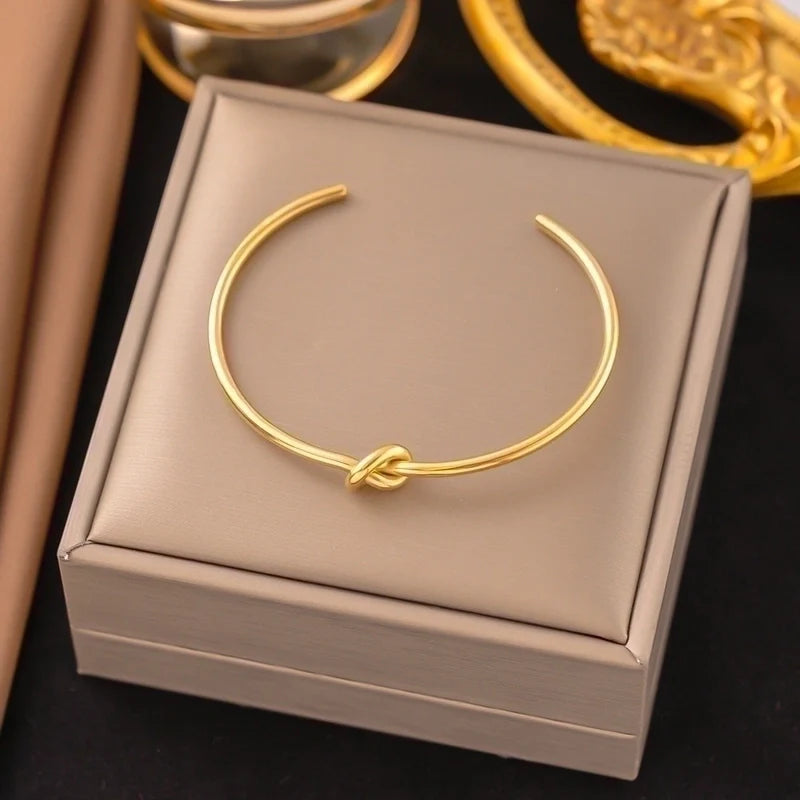 Knotted Gold Bangle